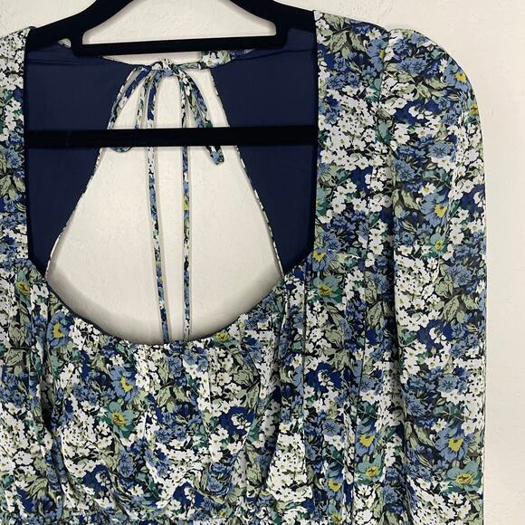ASTR The Label Ruched Floral Green/Blue Mini Dress - Size S - Picture 5 of 8